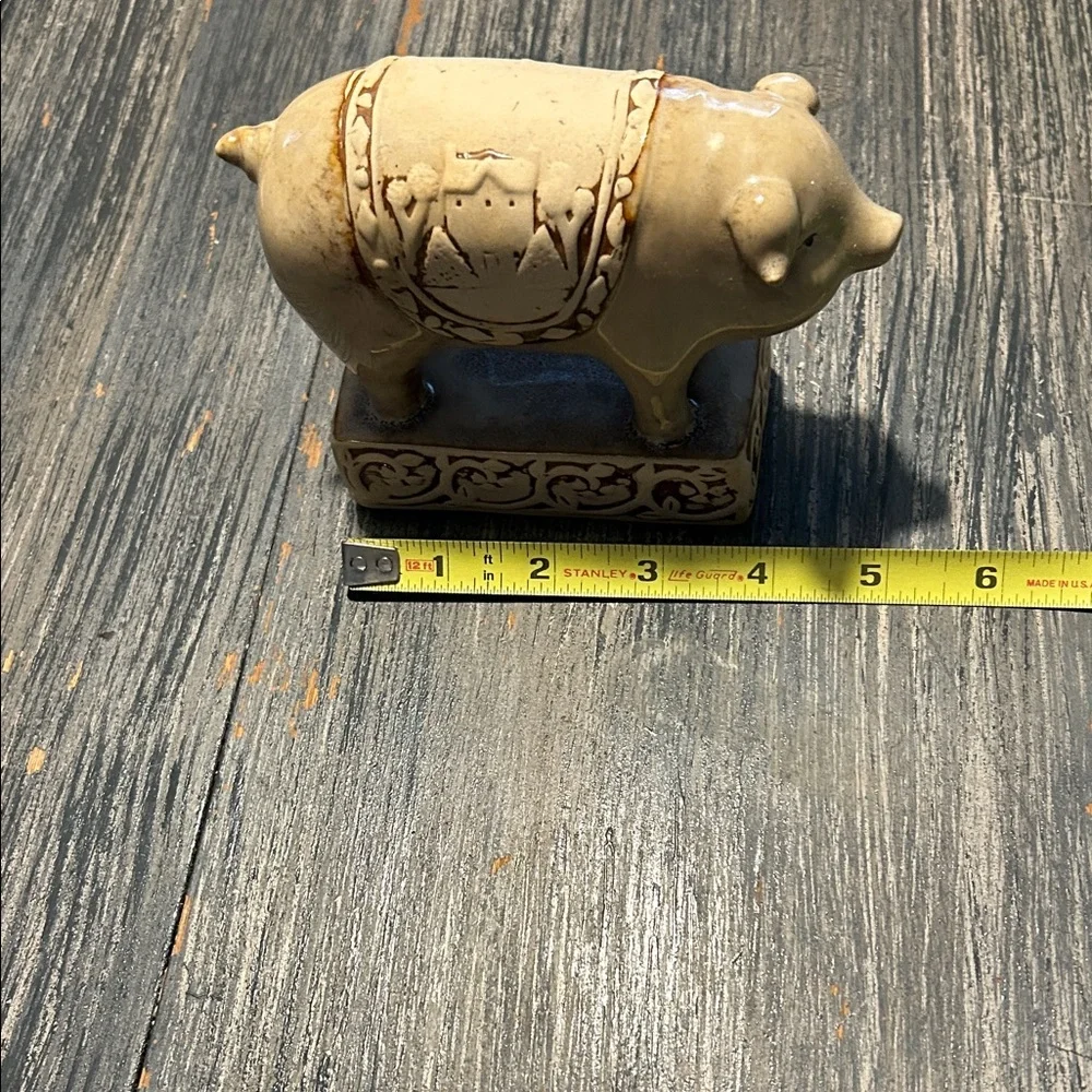 Rustic Cream Pig Figurine Farmhouse Chic